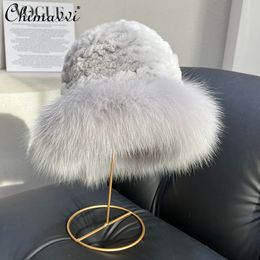 Korean Real Rex Rabbit Hair Hat Fox Rough Selvedge Fisherman Hat All-Matching Warm Light Luxury Temperament High-End Hat