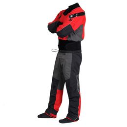 Wetsuits Drysuits 3 Ply Men's Latex Gasket Dry Suit Red Waterproof Survival Kayaking Equipment Drysuit with Relief Zipper and Neoprene 230621