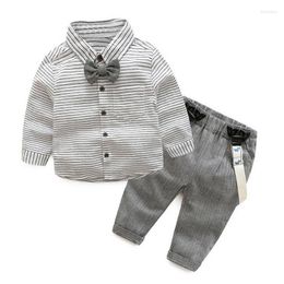 Clothing Sets Kids Baby Spring Suit Infant Toddler Striped Long-sleeved Shirt Back Two-piece Full-year Dress Boys' Children's