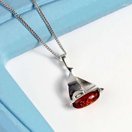 Pendant Necklaces Sailboat Ship Shape Stone Pendants Chokers Necklace Jewellery For Women Party Collares Aesthetic Charms Clavicle Chain