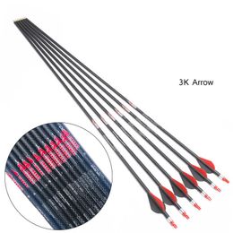 Bow Arrow 12pcs Linkboy Archery Carbon Arrows 3k Weave Spine 250 300 340 400 500 600 700 800 Compound Traditional Bow HuntingHKD230626