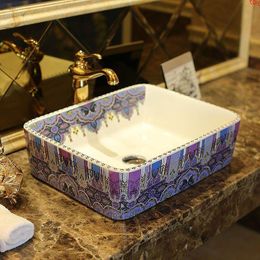 Rectangular Jingdezhen Bathroom ceramic sink wash basin Porcelain Counter Top Wash Basin Sinks antique bathroom sinkgood qty Uqfkm