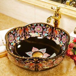 Europe style chinese Jingdezhen Art Counter Top ceramic wash basin commercial bathroom sinks Jnjcl