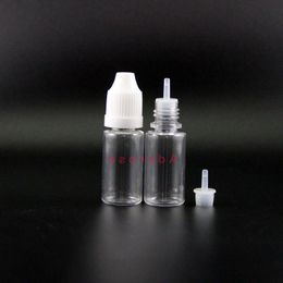 PET 10ML Plastic Dropper Bottles 100 Pcs/Lot With Child Proof Safety Caps and Nipples Highly transparent Can Squeeze have rainbow caps Biblv