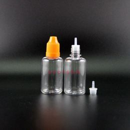 100 Pcs 30ML PET Dropper Bottle Highly transparent Child Proof Safe Plastic Dropper Bottle Squeeze Vapour Colourful caps Ognuo