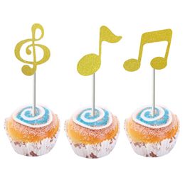 6st/Set Music Note Cake Infated Card Cupcake Paper Music Notes Inserts Cards Baking Decoration Festival Party Anniversary Decor Th0368