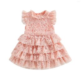 Girl Dresses Pudcoco Kids Infant Baby Ruffle Sleeveless Round Neck Layered Lace Casual Party Street Princess Dress 6M-4T