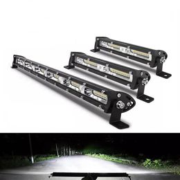 LED Work Light Ultra-thin Single Row 60W 120W 180W LED Light Bar Suitable For Off-road Car SUV Trucks Tractor Fog Lights 12V/24V Spot Flood Light Bar Black