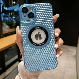 Fashion 3D Honeycomb Pattern Phone Case for iPhone 15 14 ProMax 12 13 Pro Max 11 Lens Protection Shockproof Silicone Magnet Cover
