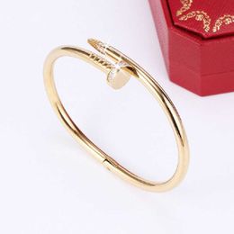 Boutique Internet celebrity Star Style Nail Bracelet 18K Rose Gold Love Colourful with Diamonds Female 925 Sterling Silver Couple Male Wide Edition