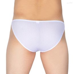 Underpants Enhanced Long Pouch Breathable Holes Sexy Men's Underwear Briefs Fashion Male Solid Colour Charming Men Shorts