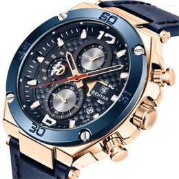 Wristwatches Top BENYAR 2023 Men Watch Quartz Multifunction Sport Chronograph 30M Waterproof Wrist Clock Relogio Masculino