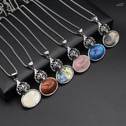 Pendant Necklaces Natural Stone Shell Gourd Necklace Metal Chain Rose Quartz For Making DIY Women Charm Jewelry Party Accessories