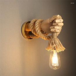 Wall Lamp Rope LOFT Led Indoor Decor Lights Corridor Aisle Retro Industrial TV Bedside Sconce Light Fixture