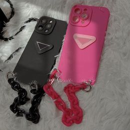 Fashion Couple Apple Phone Case 12pro Carrying Chain Plastic Thick Chains Hanging Arm Soft Rubber Protector Men Women Cellphone Cases
