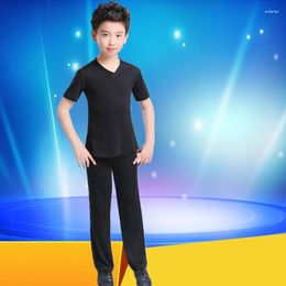 Stage Wear Black White Latin Dance Costume Boys Practice Shirts Trousers Kids CostumesStage