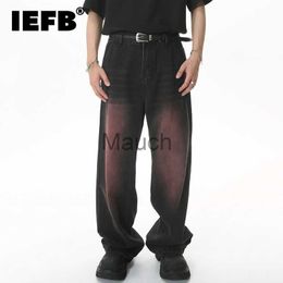 Men's Jeans IEFB Vintage Men's Gradient Niche Design Jeans Fashion Washed Dark Wide Leg Denim Pants Straight Casual Trouers Male New 9A8901 J230626