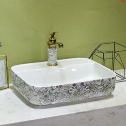 China Artistic Europe Style Counter Top porcelain wash basin bathroom sinks ceramic vanity Rectangulargood qty Xrrte