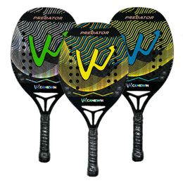 Tennis Rackets 12K Beach Tennis Racket Camewin Full Carbon Fiber Frame Holographic Feminino Masculina Kit Rude Surface Treatment With Bag 230626