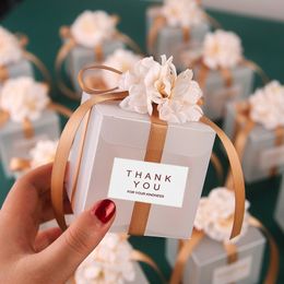 Gift Wrap 2050PCS Transparent PVC Candy Box Creative Wedding With Ribbon Artificial Flowers Chocolate Biscuit Packaging 230625
