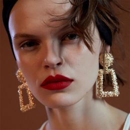 Leading Lady Fancy 2023 You are the Trend Dangle Drop Earrings Old Fashion 18K Alloy Electroplated gold New Stylish Shinning round and square Brand Luxury Earing