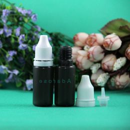 Big Sale 10 ML 100 Pcs LDPE BLACK Colour Plastic Dropper Bottles With Tamper Proof Caps & Tips Safe Vapour Squeeze thin nipple Ojfee