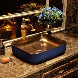 Rectangular Jingdezhen Bathroom ceramic sink wash basin Porcelain Counter Top Wash Basin Sinks goldgood qty Nefmv