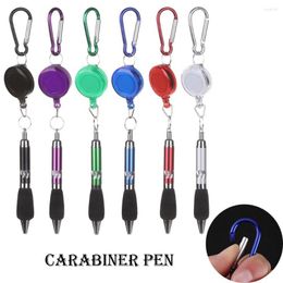 Anti-Lost Pull-String Pen Cable Ball-Point Carabiner Buckle Metal With Rope Ring School Office Supplies