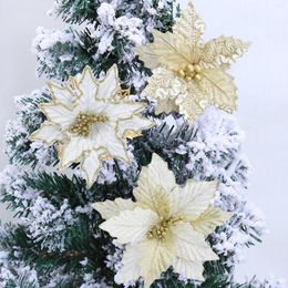 Decorative Flowers Large Paper 20cm Simulated Golden Christmas Flower 25cm Gildeds Flannelette Gauzes Tree Cuttings Diy