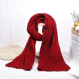 Scarves Women Winter Warm Outdoor Female Vintage Solid Color Knitted Scarf Long