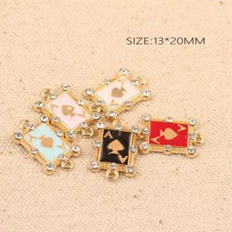 Pendant Necklaces Trendy 13 20MM Alloy Jewellery Charms Crystal Rhinestone Paved Enamel Heart Poker Charm 30PCs 100PCs