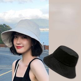 Women Solid Colour Bucket Hat Summer Foldable Sunscreen Panama Fisherman Hat Female Outdoor Sun Prevent Hat Travel Beach Cap