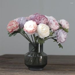 Decorative Flowers NordicTea Rose Artificial Peony Wedding Bridal Bouquet Silk DIY Flores Home Supplies Party Room Table Decor