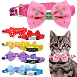 Dog Collars Custom Collar Personalized ID Pet Bow Colorful Cute Bell Adjustable For Puppy Accessories Engraving Necklace