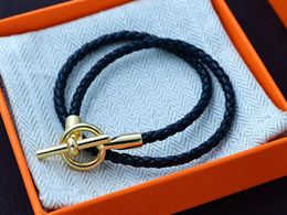 5A Charm Bracelets HM Genuine Leather Long Strap Bracelet in Black For Women With Dust Bag Box Size 16-21 Fendave