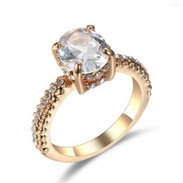 Cluster Rings Arrival Big Bling Zircon Stone Gold For Women Fashion Wedding Engagement Ring Hip Hop Jewellery