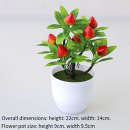 Planters Pots Artificial Plants Bonsai Flowers Lemon Fruit Chilli Tree Potted Window Decor Plastic Garden Fake Plant Potted Home Decor