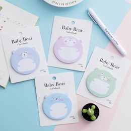 Notes 24 Pcs Korean Version of Creative Cartoon Animal Baby Bear Sticky Note Can Tear Message Post N Times Post Note Book 230625