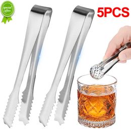 New 5/1PCS Stainless Steel Ice Cube Tongs Portable BBQ Meat Tongs Mini Grill Toasted Food Clamp Party Candy Buffet Bar Kitchen Tools