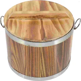 Bowls Sushi Barrel Household Rice Container Kitchen Supply Bucket Buckets Lids Wood Round Shaped Steamed Wooden