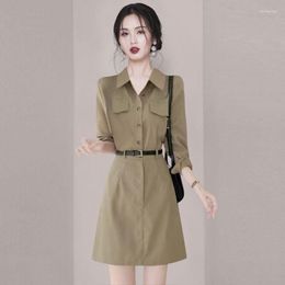 Casual Dresses Fashionable High-end Shirt And Dress 2023 Spring Women Clothing Royal Sisters Temperament Waistband Long Sleeve A-line