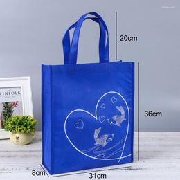 Shopping Bags 100 Pcs/set Personalized Eco Reusable Grocery Bag Non Woven Tote Collapsible Handbag Reinforced Base Printed