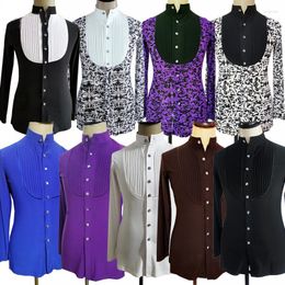 Stage Wear Custom Made Adult Men'S Latin Dance Tops Long Sleeves Professional Ballroom Performance Dancing Jacket Flamenco Shirt 9 Colour