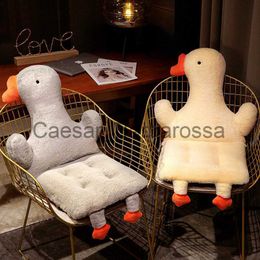 Pillow Hot Cute Plush Goose Shaped Seat Cushion Soft Stuffed Animal Goose Throw Floor Mat Home Office Chair Cushion Winter x0626 x0625