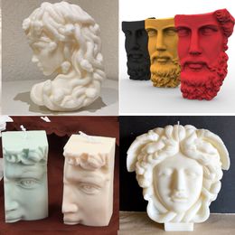 Arts and Crafts DIY Large Goddess Medusa snake head Candle Silicone Mould Mithus David Half Face Statue Epoxy Resin Home Decor 230625
