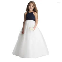 Girl Dresses A-Line Floor Length Flower Party Chiffon Sleeveless Jewel Neck With Ruching