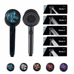 Shavers Black 5 Mode Adjustable High Pressure Shower Filter Head,turbo Propeller Shower Head,360 Rotating High Pressure Water Saving