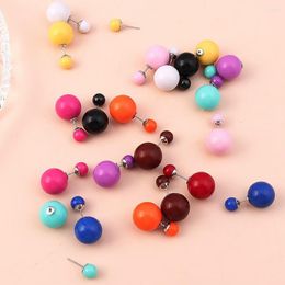 Stud Earrings Potosala Acrylic Spherical Simple Style Double Sides Candy Colour Pearl Women's Fashion Charm Jewellery 16mm