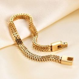 Link Bracelets Fashion Gold Silver Black Colour Stainless Steel Bracelet Personality Double Keel Chain Men's Jewellery Accessories