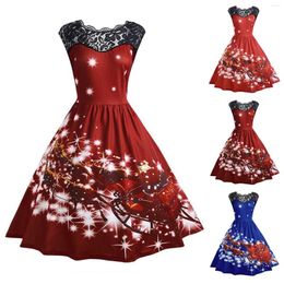Party Dresses XL-5XL Women's Christmas Autumn Lace Dress Evening Prom Vintage Swing Plus Size Women Clothing
